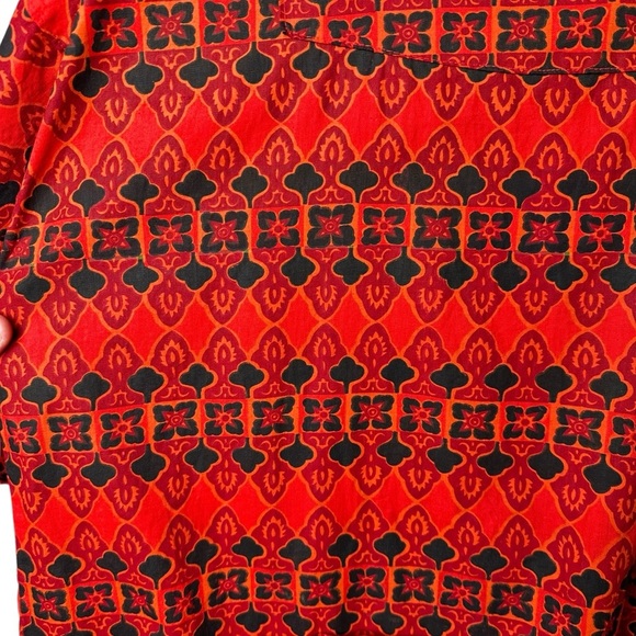 Vintage RAMA Thailand Size Large Thai Cotton Tie Back Half Sleeve Blouse Print - Picture 5 of 16